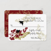 Rustic Woodland Birds Bourgondië Goud RSVP (Voorkant / Achterkant)