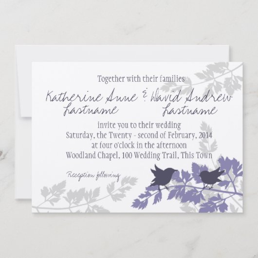 Rustic Woodland Birds Wedding Kaart (Voorkant)