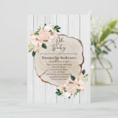 Rustic Woodland Blush Floral Baby shower Kaart (Staand voorkant)