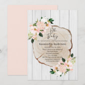 Rustic Woodland Blush Floral Baby shower Kaart (Voorkant / Achterkant)