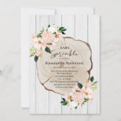 Rustic Woodland Blush Floral Baby Sprinkle Kaart (Voorkant)