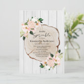 Rustic Woodland Blush Floral Baby Sprinkle Kaart (Staand voorkant)