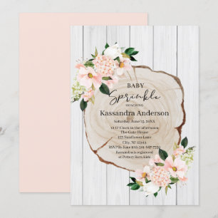 Rustic Woodland Blush Floral Baby Sprinkle Kaart