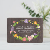 Rustic Woodland Bohemian Floral Wreath Wedding Informatiekaartje (Staand voorkant)