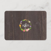 Rustic Woodland Bohemian Floral Wreath Wedding Informatiekaartje (Achterkant)