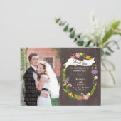 Rustic Woodland Bohemian Floral Wreath Wedding Kaart (Staand voorkant)