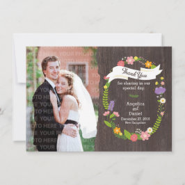 Rustic Woodland Bohemian Floral Wreath Wedding Kaart