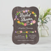 Rustic Woodland Bohemian Floral Wreath Wedding Kaart (Staand voorkant)