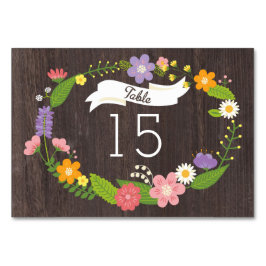 Rustic Woodland Bohemian Floral Wreath Wedding Kaart