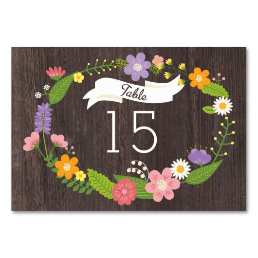 Rustic Woodland Bohemian Floral Wreath Wedding Kaart (Voorkant)