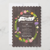 Rustic Woodland Bohemian Floral Wreath Wedding Kaart (Voorkant)