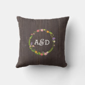 Rustic Woodland Bohemian Floral Wreath Wedding Kussen (Achterkant)