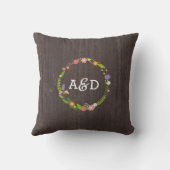 Rustic Woodland Bohemian Floral Wreath Wedding Kussen (Achterkant)