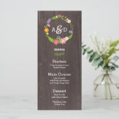Rustic Woodland Bohemian Floral Wreath Wedding Menu (Staand voorkant)