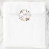 Rustic Woodland Boho Girl Baby shower Ronde Sticker (Tas)