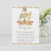 Rustic Woodland Boho Virtual Baby shower Kaart (Staand voorkant)