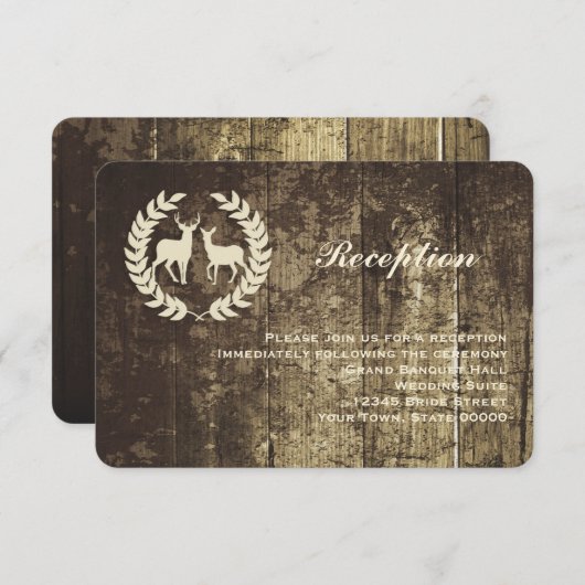Rustic Woodland Buck and Deer Reception Info Kaart (Voorkant / Achterkant)