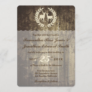 Rustic Woodland Buck en Deer Wedding Invite Kaart