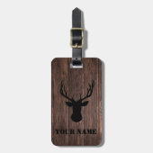 Rustic Woodland Buck Wood Pattern Name Bagagelabel (Voorkant verticaal)