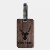 Rustic Woodland Buck Wood Pattern Name Bagagelabel (Achterkant verticaal)