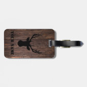 Rustic Woodland Buck Wood Pattern Name Bagagelabel (Achterkant horizontaal)