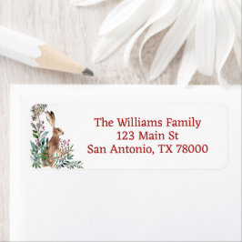 Rustic Woodland Bunny-kerstterugzendadres Etiket