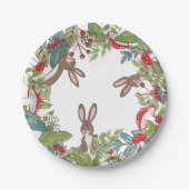 Rustic Woodland Bunny Rabbit paddenstoel Berry Lea Papieren Bordje (Voorkant)
