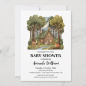 Rustic Woodland Cabin Forest Animals Baby Shower Kaart (Voorkant)