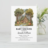 Rustic Woodland Cabin Forest Animals Baby Shower Kaart (Staand voorkant)