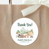 Rustic Woodland Camping Baby shower Hartelijk dank Ronde Sticker