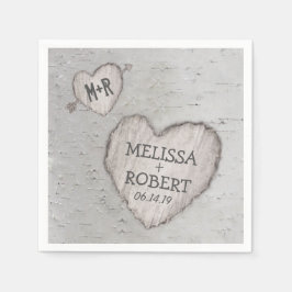 Rustic Woodland Carved Heart Birch Tree Wedding Servetten