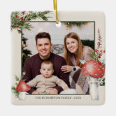 Rustic Woodland Christmas Mushrooms 2 Foto Keramisch Ornament (Voorkant)