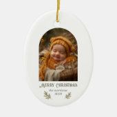 Rustic Woodland Christmas Oval Keramisch Ornament (Voorkant)