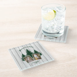 Rustic Woodland Christmas Photo Glazen Onderzetter