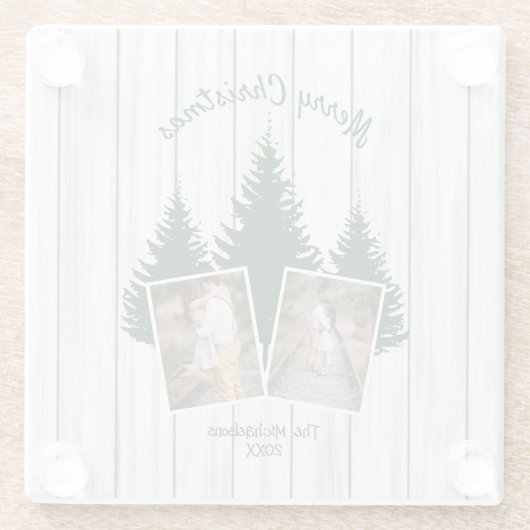 Rustic Woodland Christmas Photo Glazen Onderzetter (Achterkant)