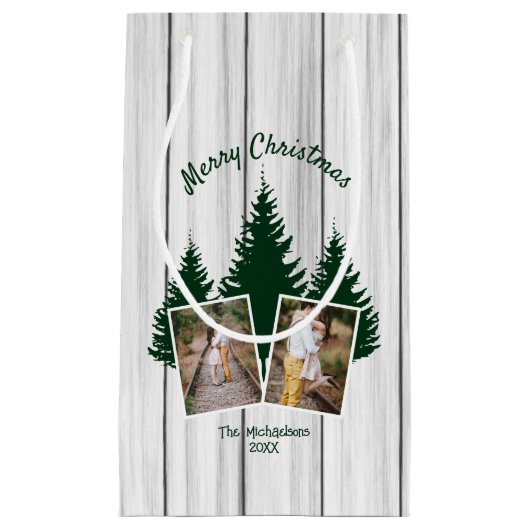 Rustic Woodland Christmas Photo Klein Cadeauzakje (Voorkant)