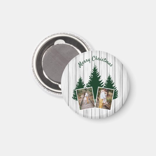 Rustic Woodland Christmas Photo Magneet (Voorkant / Achterkant)