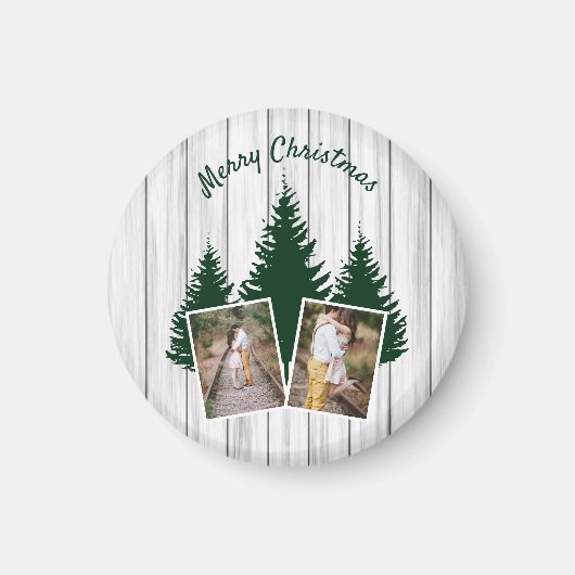 Rustic Woodland Christmas Photo Magneet (Voorkant)