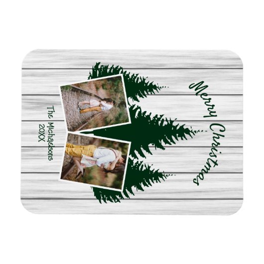 Rustic Woodland Christmas Photo Magneet (Horizontaal)