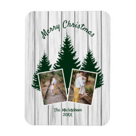 Rustic Woodland Christmas Photo Magneet
