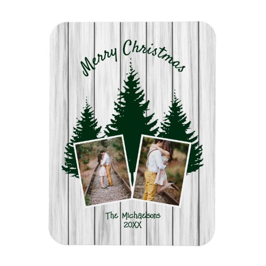 Rustic Woodland Christmas Photo Magneet (Verticaal)