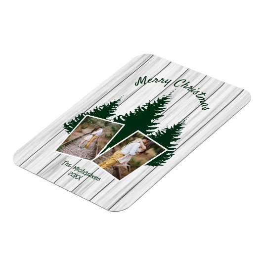 Rustic Woodland Christmas Photo Magneet (Linkerzijde)