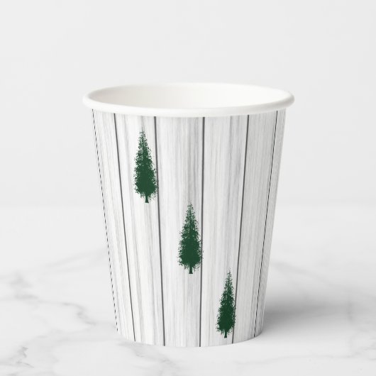 Rustic Woodland Christmas Photo Papieren Bekers (Achterkant)