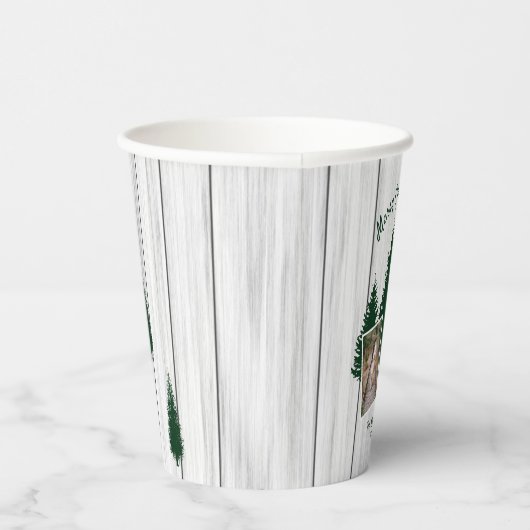 Rustic Woodland Christmas Photo Papieren Bekers (Rechts)