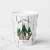 Rustic Woodland Christmas Photo Papieren Bekers (Voorkant)