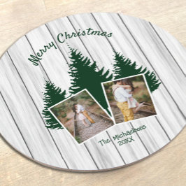 Rustic Woodland Christmas Photo Ronde Kartonnen Onderzetter
