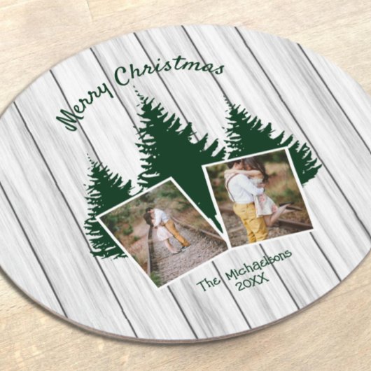 Rustic Woodland Christmas Photo Ronde Kartonnen Onderzetter