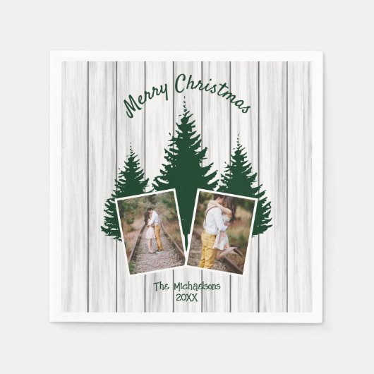 Rustic Woodland Christmas Photo Servet (Voorkant)