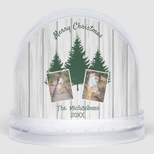 Rustic Woodland Christmas Photo Sneeuwbol (Voorkant)