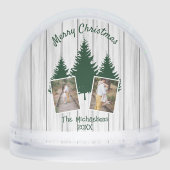 Rustic Woodland Christmas Photo Sneeuwbol (Achterkant)